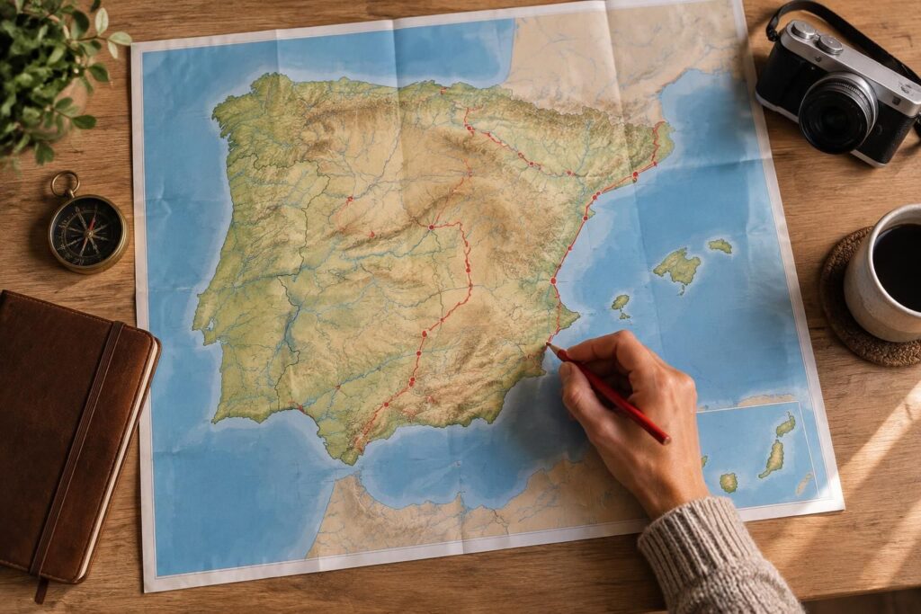 Map Espagne, lire la carte pour tracer un itinéraire de voyage
